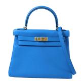 Hermes Kelly 28 GHW Bleu Zanzibar