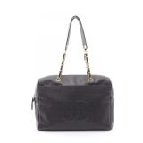 CHANEL Coco Mark Chain Duffel Bag Black
