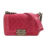 Chanel Boy 20 Velvet Pink