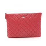 Chanel Matelasse Clutch Red SHW