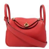 Hermes Mini Lindy GHW Rouge de Coeur