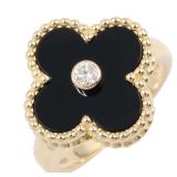 Van Cleef Alhambra Onyx Diamond Ring