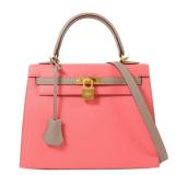 Hermes Kelly 25 GHW Pink Gray