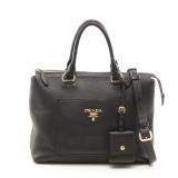 Prada 2 Way Leather Bag Black
