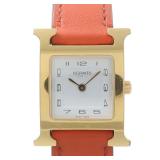 Hermes H Watch HH1.201 White Orange Quartz