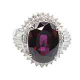 Jewelry Garnet Diamond Ring Pt900