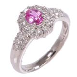 Pink Sapphire Diamond Ring Pt900