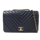 Chanel Chevron Flap Chain Blue