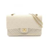 Chanel Double Flap Chain Bag Beige GHW
