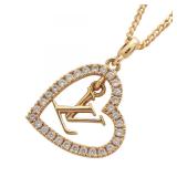 LV My LV Heart Necklace GP Rhinestone
