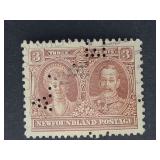 Newfoundland  George & Mary 3ï¿½ Rare AYRE Perfin