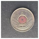 Canada Coin 25ï¿½ Quarter 2004 Coloured Coin Poppy