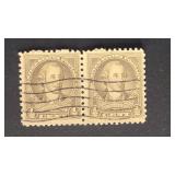 US Stamp 1932 Washington 1/2c Pair Olive Brown