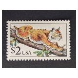 US Stamp 1990 $2 Flora & Fauna Series: Bobcat