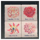 US Stamps 1981 Garden Flowers 18c Block