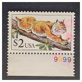 US Stamp 1990 Flora & Fauna Series: Bobcat $2