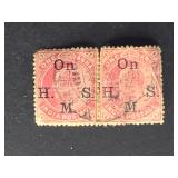 India Stamp 1902 King Edward VII On H.M.S. 1A Pair