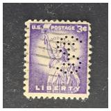 US Stamp 1954 Statue of Liberty Perfin SI Rare