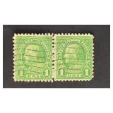 US Stamp 1923 Franklin 1c Pair Green