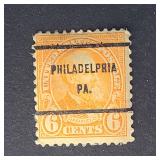 US Stamp 1927 6c Garfield Precancel Philadelhia PA