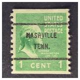 US Stamp 1938 1c Washington Precancel Nashville TN