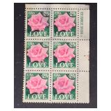US Stamp 1998 25c Pink Rose Block