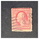 US Stamp 1912 Washington 2c Perfin