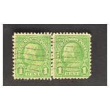 US Stamp 1923 Franklin 1c Pair Green