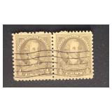 US Stamp 1932 Washington 1/2c Pair Olive Brown