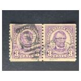 US Stamp 1923 Lincoln 3c Pair