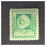 US Stamp 1940 1c Henry Wadsworth Longfellow
