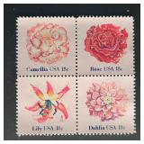 US Stamps 1981 Garden Flowers 18c Block