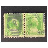 US Stamp 1932 Washington 1c Pair Nice Cancel