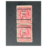 US Stamp 1926 2c Washington Pair Precancel NY