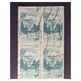 US Stamps 1952 3c Mt. Rushmore Memorial Block
