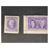 Canada Stamps 1950s King & Queen Purple Mint