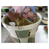 Wood Basket and Contents
