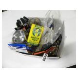 Old lighter Fluid Tin, Bicycle Headlight, Radio