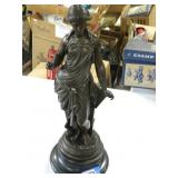 Old Metal Sculputure Beautiful Woman Statue