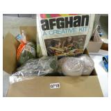 Box Of Vintage Yarn and Afghan Kit Knitting