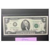 1976 $2 Dollar Bill Low Serial Numbers - Excellent