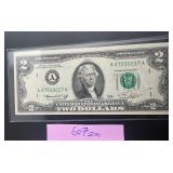 1976 $2 Dollar Bill Low Serial Numbers - Excellent
