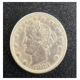 1883 No Cents Liberty V Nickel 5 cents