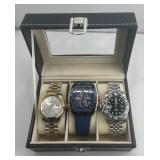 (3) HIGH END MENS WRIST WATCH COLLECTION WITH CASE
