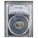 1944 10C Mercury Dime PCGS MS65