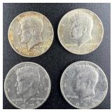 (4) x 1960ï¿½s -1970ï¿½s Kennedy Half Dollar v/rare P