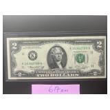 1976 $2 Dollar Bill Low Serial Numbers - Excellent