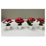 Lot (4) Mini Poinsettia Artificial Plants (1