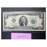 1976 $2 Dollar Bill Low Serial Numbers - Excellent