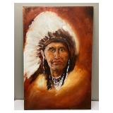 OIL PAINTING LARGE ORIGINAL NATIVE AMERICAN